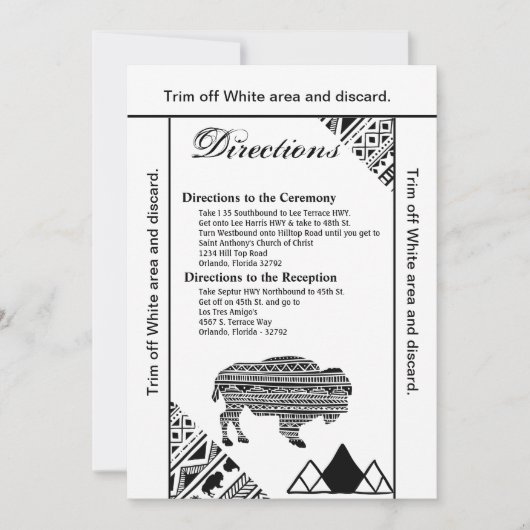 3.5x6方向カードボホバッファロートライバルパターン 招待状 (正面)