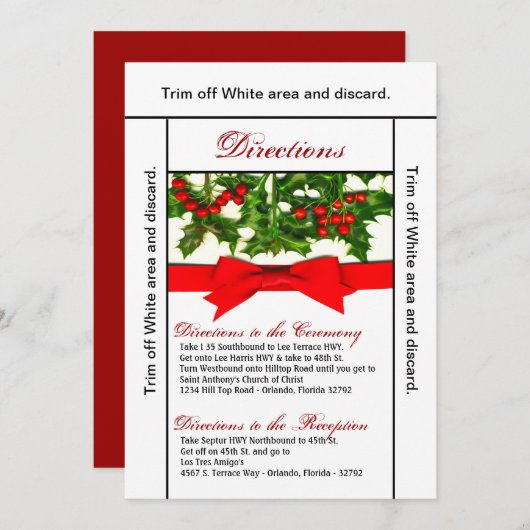 3.5x6方向カードボーズホリーベリークリスマス 招待状 (正面/裏面)