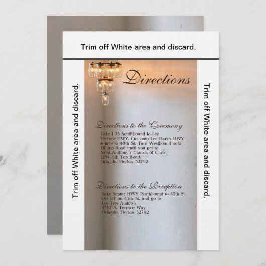 3.5x6方向カードメイスンジャシャンデリアロウソク 招待状 (正面/裏面)