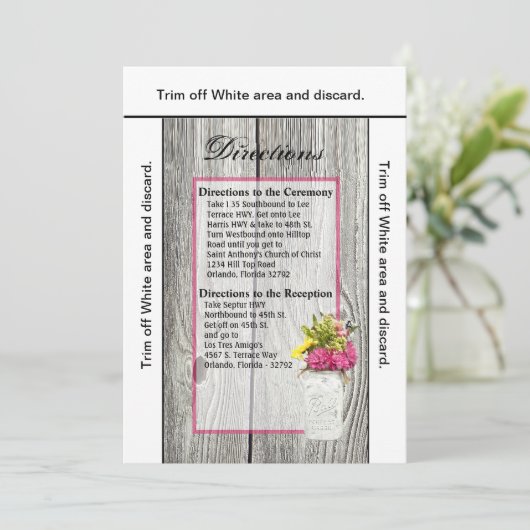 3.5x6方向カードメイソン瓶とワイルドフラワー 招待状 (スタンド正面)