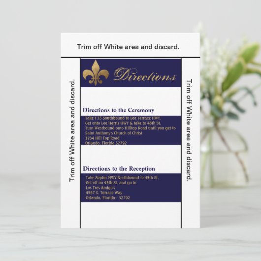 3.5x6方向カードモダンネイビストライプーホワイトCo 招待状 (スタンド正面)