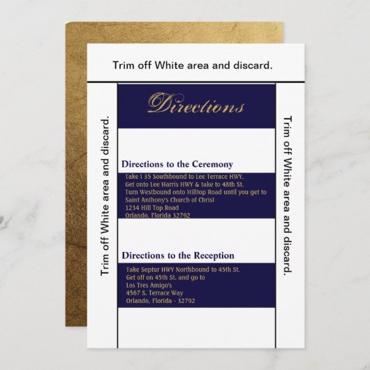 3.5x6方向カードモダンネイビストライプーホワイトCo 招待状 (正面/裏面)