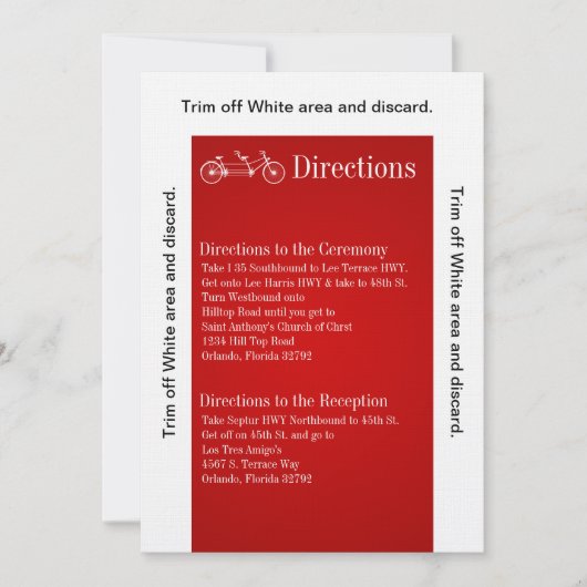 3.5x6方向カードレッドダブルバイク 招待状 (正面)