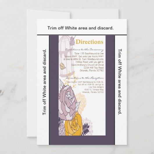 3.5x6方向カードヴィンテージプラムマスタードバラ 招待状 (正面)