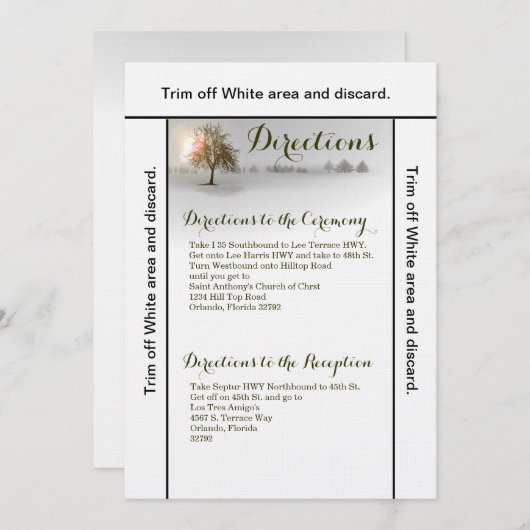 3.5x6方向カード冬サンセットツリースノーコーブ 招待状 (正面/裏面)