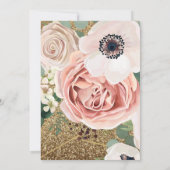 3.5x6方向カード幾何学的バラ金ゴールドグリッター 招待状 (裏面)