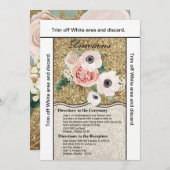 3.5x6方向カード幾何学的バラ金ゴールドグリッター 招待状 (正面/裏面)