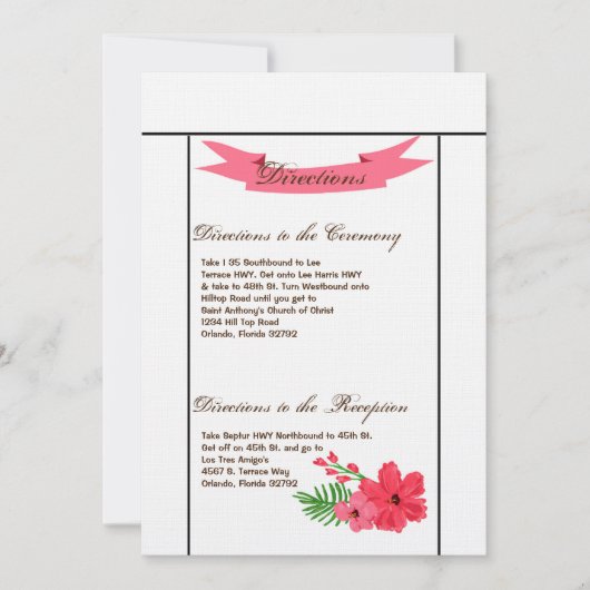 3.5x6方向カード春ハイビスカスフラワーハワイ 招待状 (正面)