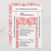 3.5x6方向カード珊瑚のオランのダマスク織 招待状 (正面/裏面)