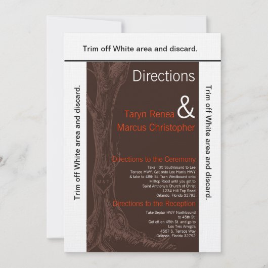 3.5x6方向カード秋の木のイニシャル 招待状 (正面)