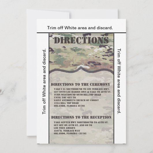 3.5x6方向カード陸軍空軍OCP迷彩柄Uni 招待状 (正面)