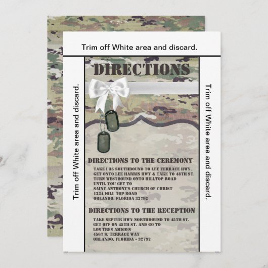 3.5x6方向カード陸軍空軍OCP迷彩柄Uni 招待状 (正面/裏面)