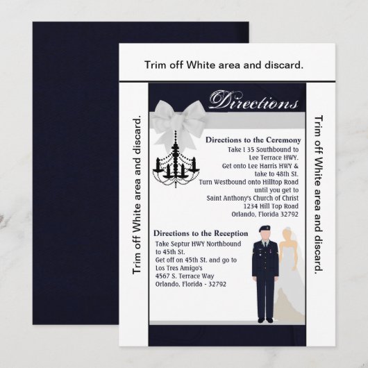 3.5x6方向カードARMY Uniform Blues Bride 招待状 (正面/裏面)