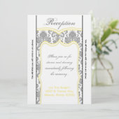 3.5x7受付カード 灰黄色のダマスク 招待状 (スタンド正面)