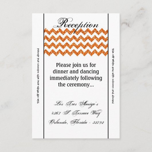 3.5x7披露宴カードオレンジグリッターのシェブロンのストライプ エンクロージャーカード (正面)