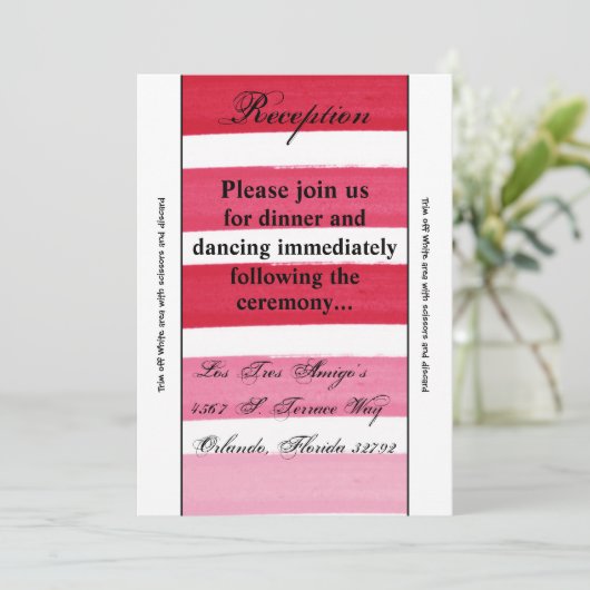 3.5x7披露宴カードグラデーションストライプピンクラインフェード 招待状 (スタンド正面)