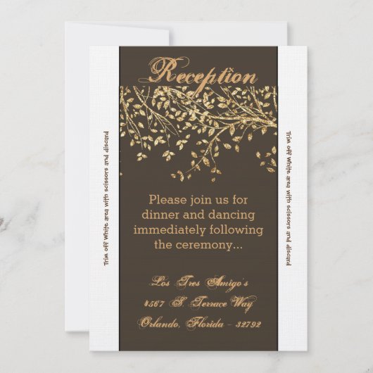 3.5x7披露宴カードゴールドフォイル秋の秋ツリー 招待状 (正面)