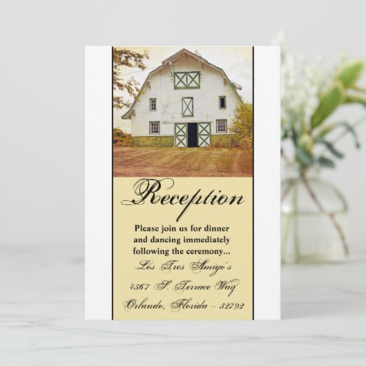 3.5x7披露宴カードサンセットバーンカントリー素朴Fi 招待状 (スタンド正面)