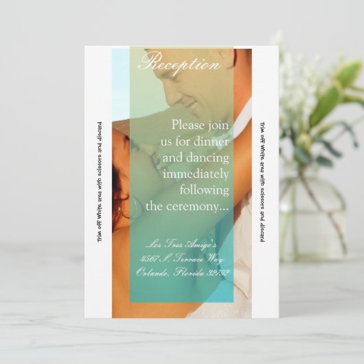 3.5x7披露宴カードサンセットフェードティール(緑がかった色)ブルータンポー 招待状 (スタンド正面)