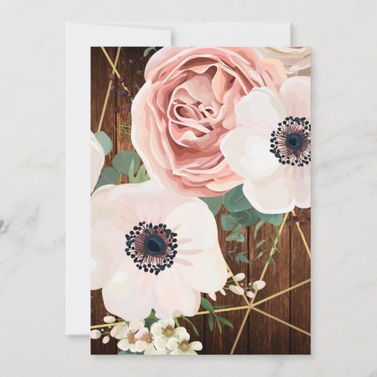 3.5x7披露宴カードジオメトリックカントリーバーンウッド 招待状 (裏面)