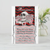 3.5x7披露宴カードスカルバラゴシック色シボロンレッド 招待状 (スタンド正面)