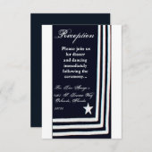 3.5x7披露宴カードネイビーサマードレスブルースユニフ 招待状 (正面/裏面)