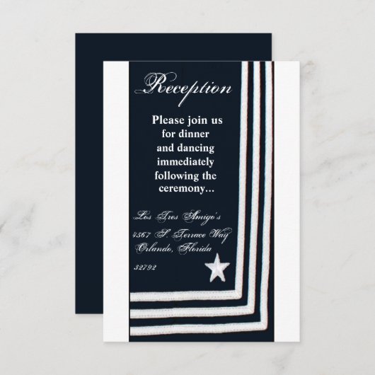 3.5x7披露宴カードネイビーサマードレスブルースユニフ 招待状 (正面/裏面)