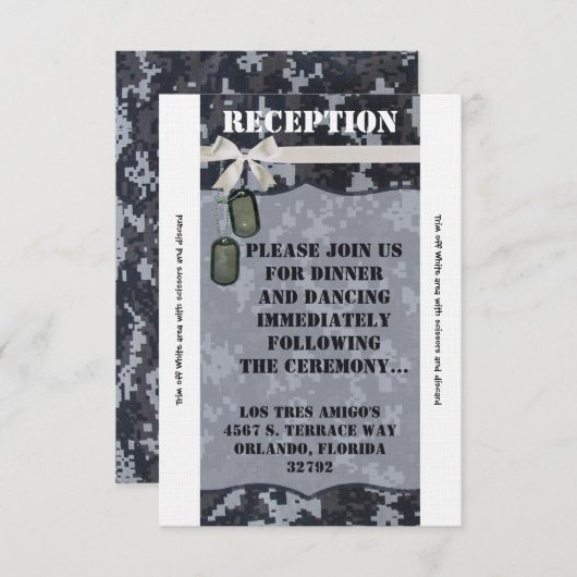 3.5x7披露宴カードネイビーDIGITALプリントユニフォーム 招待状 (正面/裏面)