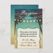 3.5x7披露宴カードビーチサンセットパームツリーストリン 招待状 (正面/裏面)