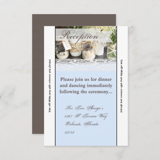 3.5x7披露宴カードビーチシーメイソンジャース海 招待状 (正面/裏面)