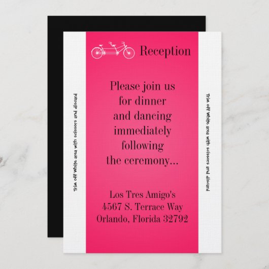 3.5x7披露宴カードピンクダブルバイク 招待状 (正面/裏面)