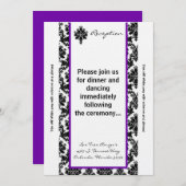 3.5x7披露宴カードブラックパープルダマスク 招待状 (正面/裏面)