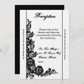 3.5x7披露宴カードブラックレースダマスクアンティーク 招待状 (正面/裏面)