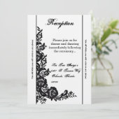 3.5x7披露宴カードブラックレースダマスクアンティーク 招待状 (スタンド正面)