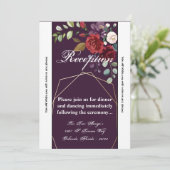 3.5x7披露宴カードプラムパープルバラ金ゴールドジオメトリ 招待状 (スタンド正面)