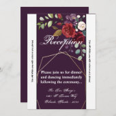 3.5x7披露宴カードプラムパープルバラ金ゴールドジオメトリ 招待状 (正面/裏面)