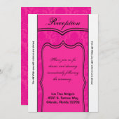 3.5x7披露宴カードホットピンクダマスク 招待状 (正面/裏面)