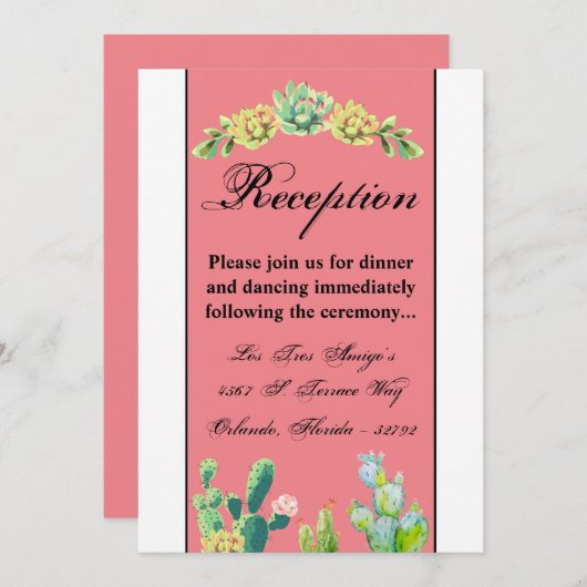 3.5x7披露宴カードボヘミアンサボテン多肉株 招待状 (正面/裏面)