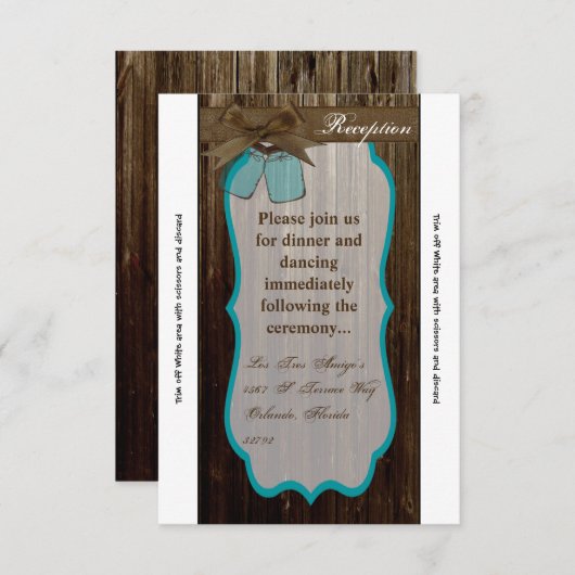 3.5x7披露宴カードメイスンジャーイニシャル素朴Cou 招待状 (正面/裏面)