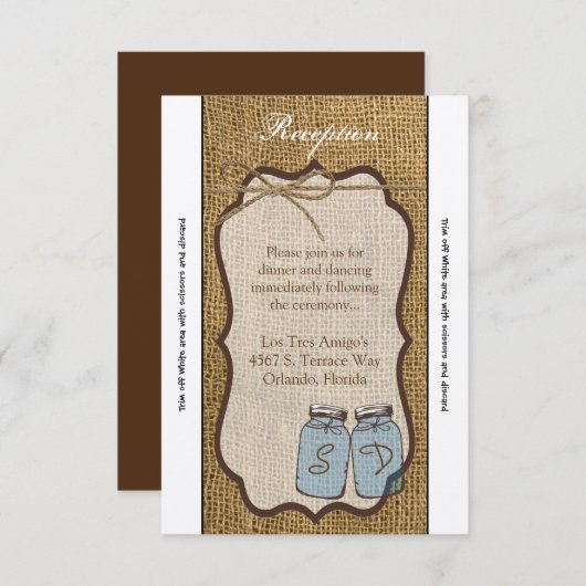 3.5x7披露宴カードメイスンジャーブラップカントリー錆 招待状 (正面/裏面)