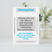 3.5x7披露宴カードモダンネオンストライプブルー 招待状 (スタンド正面)