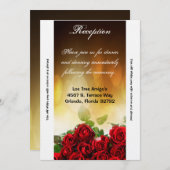 3.5x7披露宴カードレッドローズブーケブライダルフローズ 招待状 (正面/裏面)