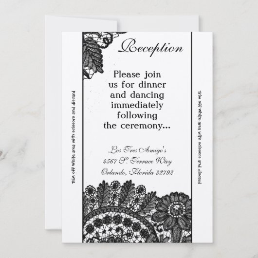 3.5x7披露宴カードヴィンテージブラックレースドリー 招待状 (正面)