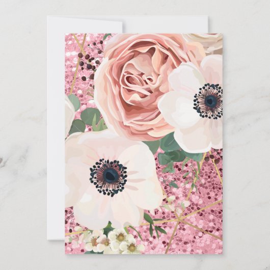 3.5x7披露宴カード幾何学的ガーデンバラグリッター 招待状 (裏面)