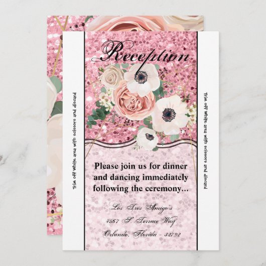 3.5x7披露宴カード幾何学的ガーデンバラグリッター 招待状 (正面/裏面)