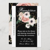 3.5x7披露宴カード幾何学的ガーデンバラブラック 招待状 (正面/裏面)