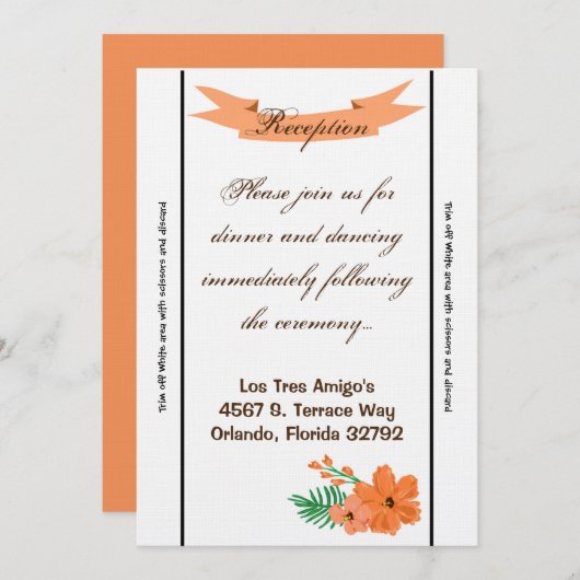 3.5x7披露宴カード春ハイビスカスフラワーハワイ 招待状 (正面/裏面)