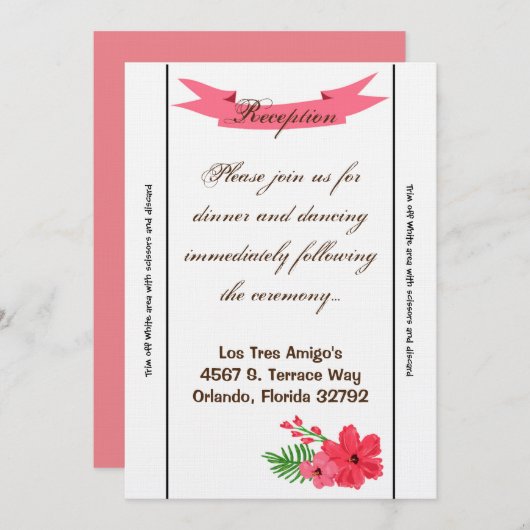 3.5x7披露宴カード春ハイビスカスフラワーハワイ 招待状 (正面/裏面)