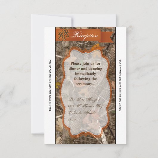 3.5x7披露宴カード狩りカップル鹿Doe Buck 招待状 (正面)