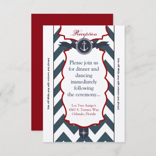 3.5x7披露宴カード航海のいかりコンパス海 招待状 (正面/裏面)